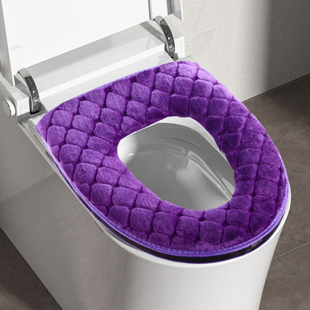 Cojín de asiento de inodoro de felpa: alfombrilla de baño suave, gruesa y lavable con diseño antideslizante y a prueba de fugas para un uso diario cómodo.