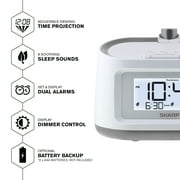 SHARP Projection Dual Alarm Clock with 8 Soothing Sleep Sounds, Easy to Read Display