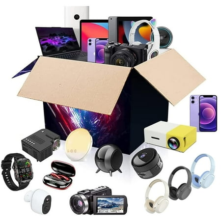 FYHALE Mystery Electronic Boxes, 2-25 Item Mixed Electronic Bundle, Returns Pallet Including Drone with 4K Camera, Smart Watch, Black