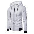 thumbnail image 1 of Men Sweatshirt Gym Long Sleeve Drawstring Hooded Plaid Cardigan Zipper Hoodie, 1 of 9