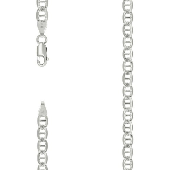 925 Sterling Silver Solid Classic Mariner Chain Silver 5mm Necklace 24 Inch Chain Necklace for Women and Men