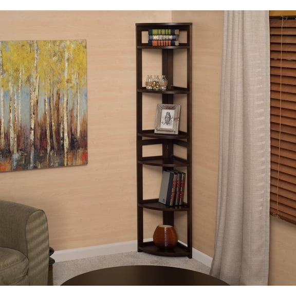 Regency Flip Flop 67" High Corner Folding Bookcase- Mocha Walnut