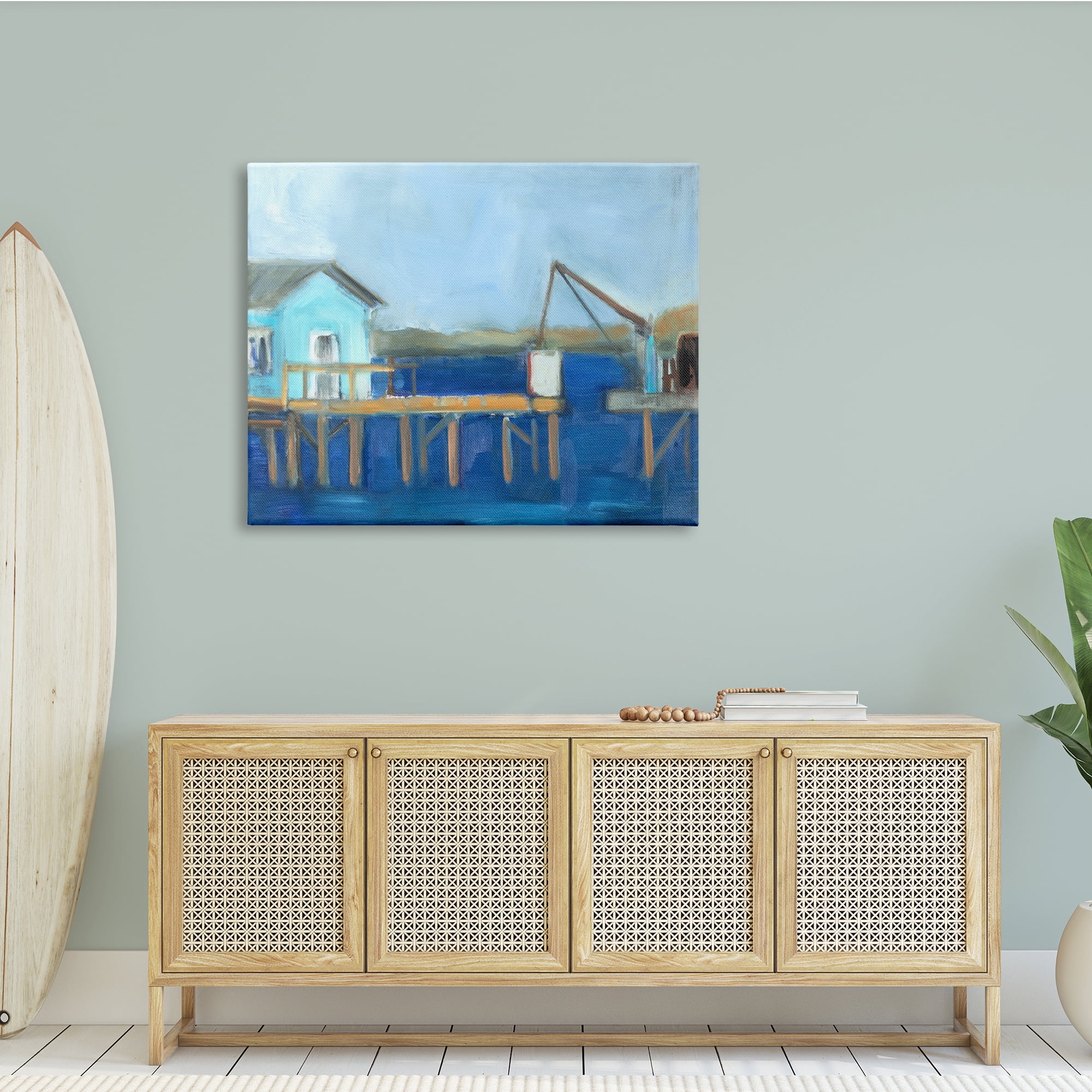 Stupell Indtries Fisherman's Work Station Abstract Coastal Town Shipyard Dock,48 x 36,Design by Snne Marie