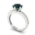 thumbnail image 2 of Clara Pucci 14K White Gold Solid Gold LondonBlueTopaz Solitaire with Accents Anniversary Ring for Women - 1.71 cttw Round Cut, 2 of 8