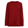 thumbnail image 4 of yoeyez Tunique en Tricot pour Femmes, Chandails à Manches Torsadées Patchwork, Col Ras du Cou Raglan, Chemises à Manches Longues, Hauts Mode Automne 2024, Rouge, G, 4 of 6
