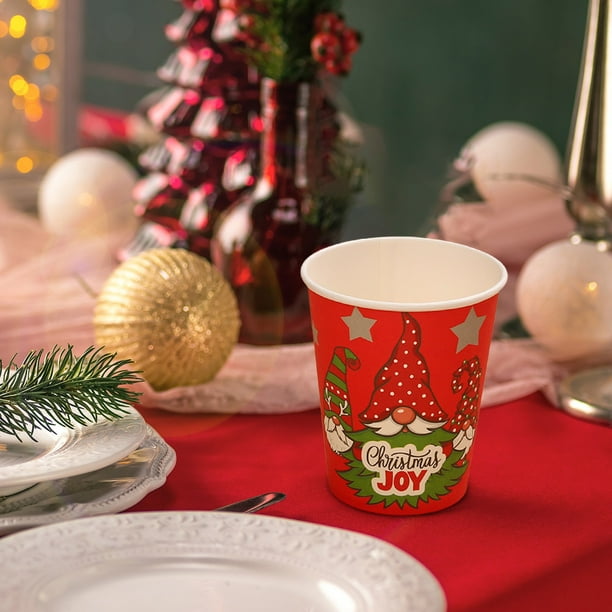 Decoraciones para fiestas navideñas, platos desechables, platos de Papá Noel con dibujos animados, juego de vasos de papel, cubiertos para fiestas, cubiertos desechables