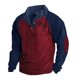 thumbnail image 2 of Blusa y camisa de manga larga con cuello alto para hombre, estilo casual, con estampado de palmeras color cacao, deportiva, con cuello alto, botones y patchwork, de poliéster., 2 of 5