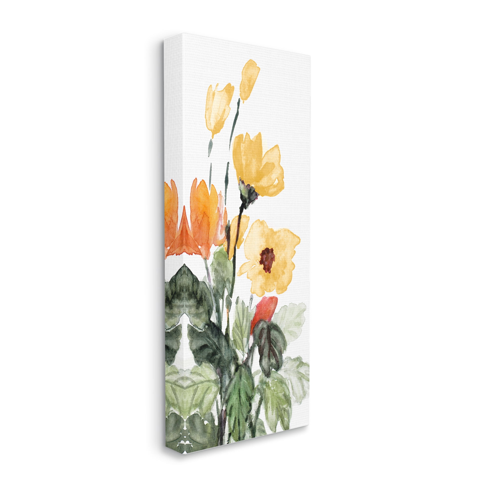 Stupell Industries Yellow Abstract Poppies Botanical & Floral Painting Gallery Wrapped Canvas Print Wall Art, 17 x 40