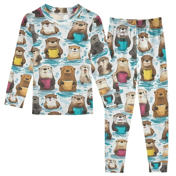 joogoo Guinea Pig in Water 2 Piece Long Sleeve Tee and Pants Cotton Pajama Set 5Y