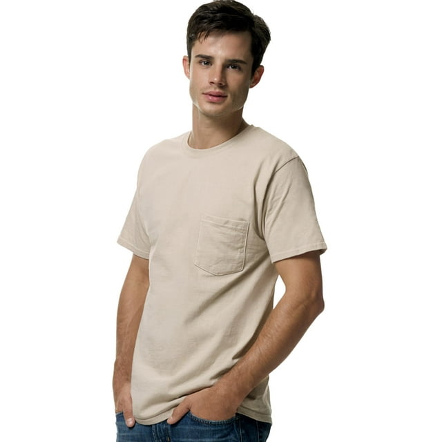 Hanes T-Shirt à Poche pour Hommes Sans Étiquette, 2TG, Sable