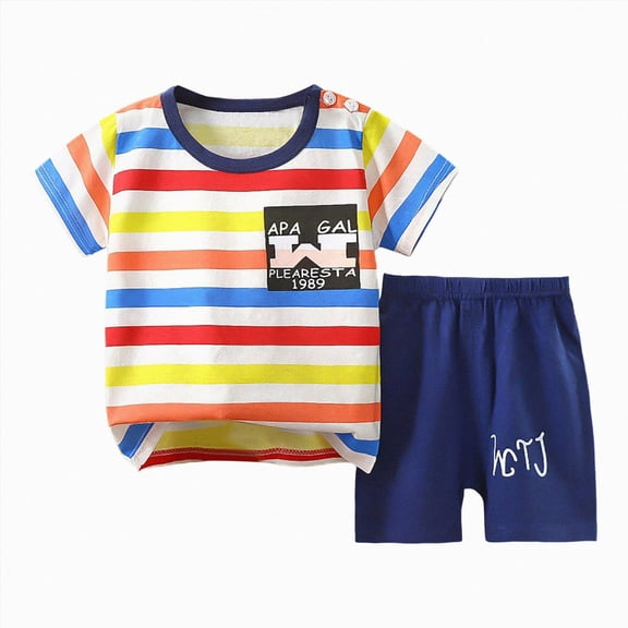 UAYOTSE Toddler Teen Boys Outfits Sets Size 3 Years-4 Years Short Sleeve Cartoon Print T-Shirts Shorts Trendy Daily Wear White Outfit Set,Sizes 3-6 Months
