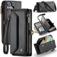 thumbnail image 1 of Bandolera para Billetera con Funda para iPhone 16 Plus【Bloqueo RFID】con Ranura para Billetes con Cremallera y 10 Tarjeteros, Correa Magnética de Cuero PU Suave para Billetera con Funda, 1 of 9