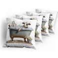 thumbnail image 5 of Ambesonne Rustic Throw Pillow Cover 4 Pack, Bathing Cow and Chamomiles, 18", Coconut White and Cinnamon, 5 of 7