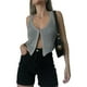 thumbnail image 1 of Top Corto Con Tirantes Top de tubo de punto para mujer Camiseta con cuello redondo Top Sexy Traje diario (Gris L) Cgtredaw Para estrenar, 1 of 1