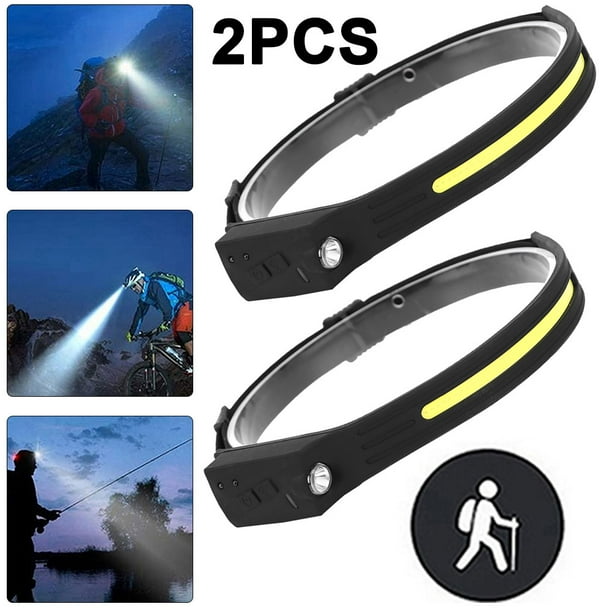 Linterna Frontal LED COB Con Sensor Potente para Correr Senderismo Acampada 2 Uds.