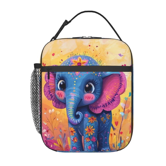 Cartoon Elephant Lunch Box Reusable Portable Lunch Bag Tote Bag for Work Picnic Hiking