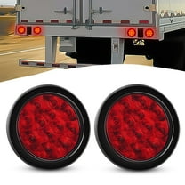 Waywe 4Inch Round Trailer Tail Light 2PCS 12LED Red Stop Brake Turn Signals Lights w/Surface Mount Grommets Plugs IP67 Waterproof for Truck RV Tractor