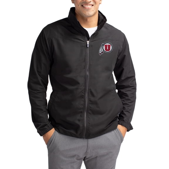 Men's Cutter & Buck Black Utah Utes Charter Eco Recycled Full-Zip Jacket