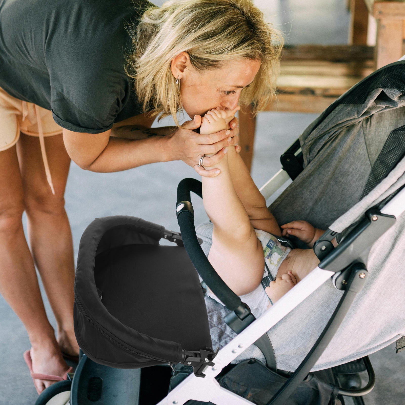 Luxshiny Stroller Pedal Black Cloth Easy Installation Stroller Leg Rest 1Pcs