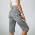 thumbnail image 5 of Women's High Waist Knee Length Denim Pants Loose Wide Leg Capri Jeans with Pockets Y2K Casual Jeans Trendy Vintage Streetwear Gray, 5 of 5