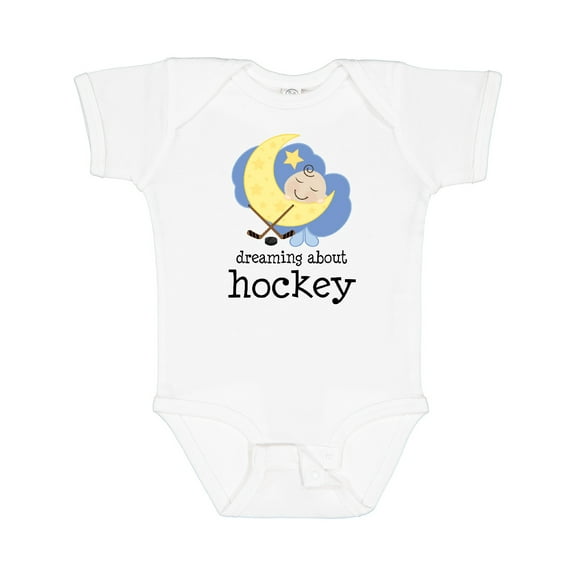 Inktastic Dreaming About Hockey Boys or Girls Baby Bodysuit