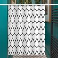 thumbnail image 3 of 1 Cortina de ducha de tela de poliéster moderna para baño - Lavable a máquina y resistente al agua - 71" x 7" (180x180cm) - Negro/Blanco JAMW Sencillez, 3 of 5