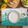 thumbnail image 4 of Teal Waves Abstract Placemats Set of 4, Gradient Fluid Water Ripple Placemats for Dining Table, Place Mats for Kitchen Tabletop, Waterproof Wipeable Dining Table Mats Set, 4 of 9