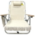 thumbnail image 2 of Tassel Backpack Beach Chair - 5 Positions and Cup Holder Pouch on Side - Padded Pillow - Storage Bag on Back – Lightweight Rustproof Aluminum – Black Frame, 1 Pack TAN, 2 of 5