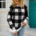 thumbnail image 2 of GigrtiJin Women's Plaid Knitted Sweater Round Neck Long Sleeved Casual Pullover Top Fashion Comfy Loose Sweaters, 2 of 9