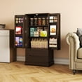 thumbnail image 3 of Small Pantry Storage Cabinets with Doors and Shelves, Noelse Kitchen Pantry with 2 Large Drawers for Kitchen Dining Room and Living Room, Dark Brown, 3 of 10