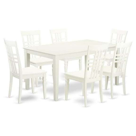 East West Furniture Dining Room Set Linen White, CALG7-LWH-W