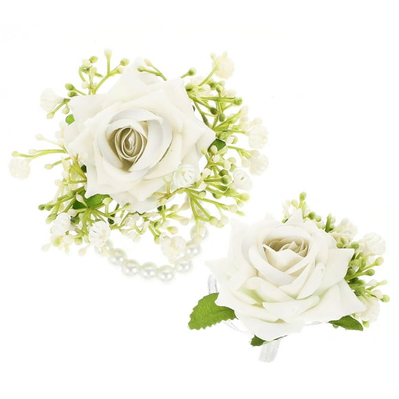 1 Set Artificial Flower Wrist Corsage Boutonniere Kit Romantic Wedding Boutonniere Corsage Wristband