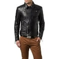 thumbnail image 2 of Men Slim Fit Biker Motorcycle Lambskin Leather Black Jacket Coat Outwear Jackets A253, 2 of 4
