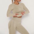 thumbnail image 4 of Workout 2 Piece for Women Seamless Outfits High Waist Butt Lifting Leggings Long Sleeve Crop Tops Yoga Gym Sets, 4 of 4