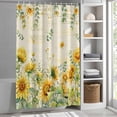thumbnail image 5 of Summer Floral Shower Curtain, Watercolor Rustic Retro Sunflower Eucalyptus Leaves Waterproof Shower Curtain Set with 12 Hooks Lightweight Bath Curtains Fabric Bathroom Decor 60x72 Inches, 5 of 9