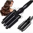 thumbnail image 1 of Three Barrel Curling Iron with Tourmaline Ceramic Coating, Fast Heating 60s Hair Waver, Black, 1 of 4