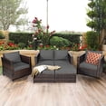 thumbnail image 4 of Gymax Ensemble de Mobilier de Conversation en Rotin pour Patio Extérieur 5 Pcs avec Coussins Gris, 4 of 10