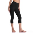thumbnail image 2 of hlysgo Leggings Yoga Pant for Women No Front Seam Capri High Elastic Waist Trousers Workout Gym Pant Black,XL, 2 of 5