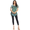 thumbnail image 5 of Sakkas Allegra Women's Short Sleeve Loose Fit Casual Tie Dye Blouse Tunic Shirt - 19205-Olive - One Size, 5 of 5