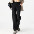 thumbnail image 3 of Micaxili Women's High Waisted Wide Leg Pants Casual Drawstring Elastic Waist with Pockets(Black-S), 3 of 7