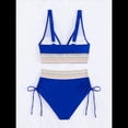 thumbnail image 4 of Bikini de Dos Piezas para Mujer, Cintura Alta, Cuello Halter, Traje de Baño Adelgazante, Azul Real, XXL, 4 of 7