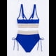thumbnail image 4 of Bikini de Dos Piezas para Mujer, Cintura Alta, Cuello Halter, Traje de Baño Adelgazante, Azul Real, Talla M, 4 of 7
