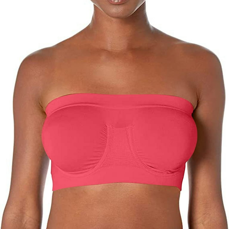 UoCefik Comfortflex Strapless Tops for Women Wireless Seamless Padded  Bandeau Bra Hot Pink XL