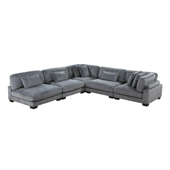 Lexicon Traverse Corduroy 5-Piece Modular Sectional in Gray