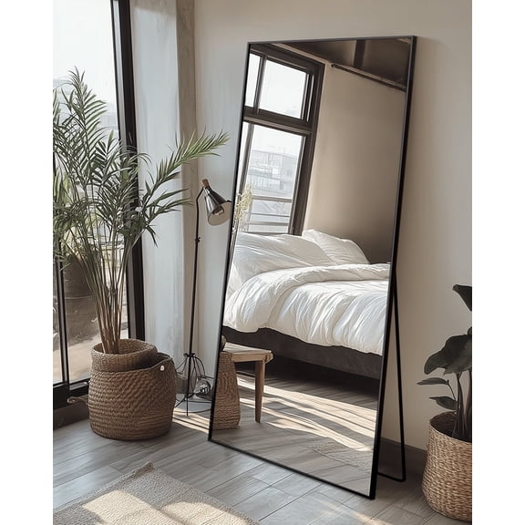 Antok 71"x 28" Rectangle Full Length Mirror Standing Floor Mirror Stand Up Mirror, Black Frame