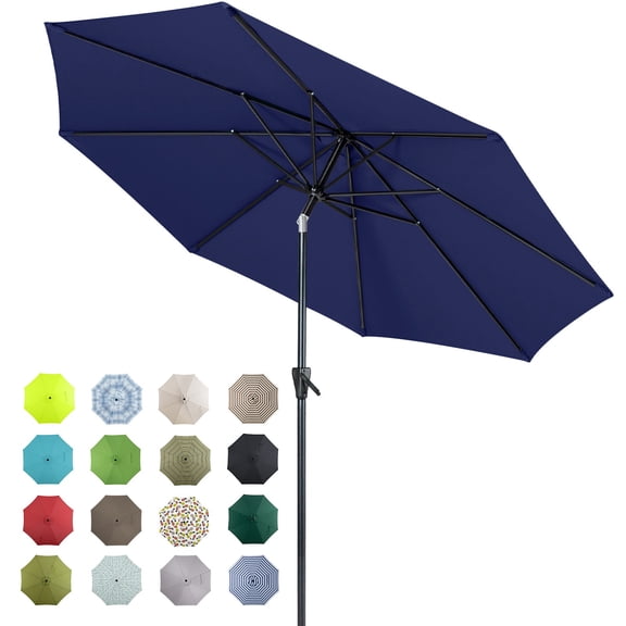 Tempera 11 ft Auto Tilt Umbrella Navy