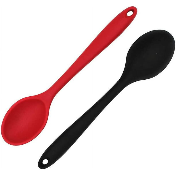 2 cucharas de silicona para cocinar, resistentes al calor, diseño higiénico, utensilios de cocina, cucharas para mezclar para cocina, cocinar, hornear, agitar, mezclar (verde)