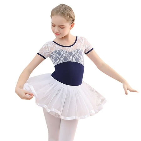 

Kid Girls Ballet Dance Dress Lace Short Sleeve Leotards with Removable Tutu Skirt Ballerina Outfit Dancewear Athletic Clothes for Teens Girls Outfit Baby Girl Two Piece Outfit Kids Pant and Shirt