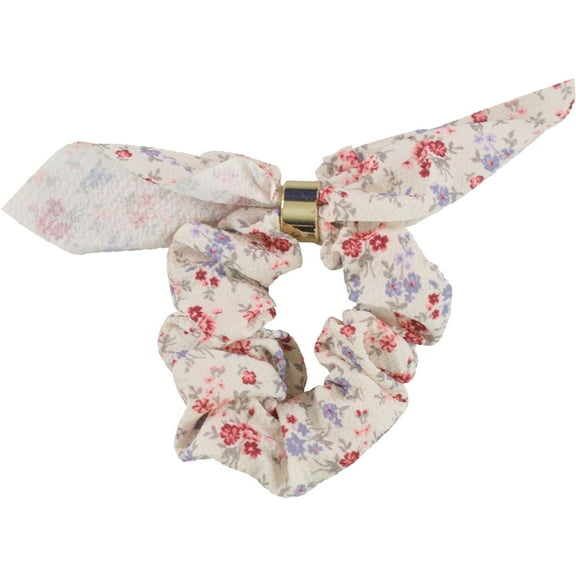 American Eagle Womens 1-Pack Floral Print Knotted Hair Scrunchie, Off-White