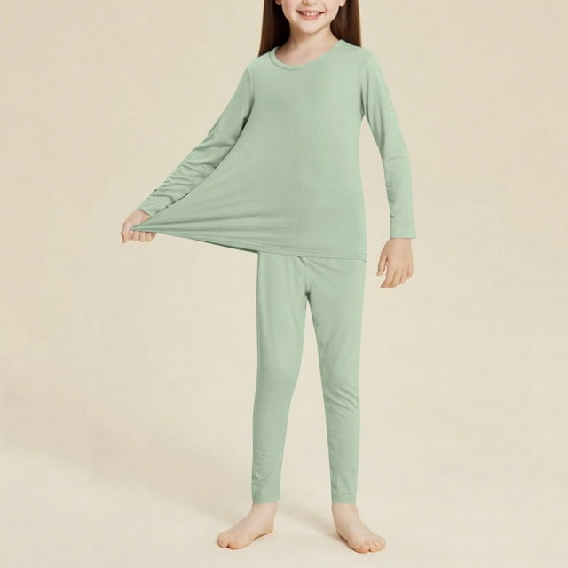 Cowsor Pyjama Doux en Modal pour Filles, Ensemble Douillet à Manches Longues, Tenue de Nuit, Ensemble de Pyjama 2 Pcs